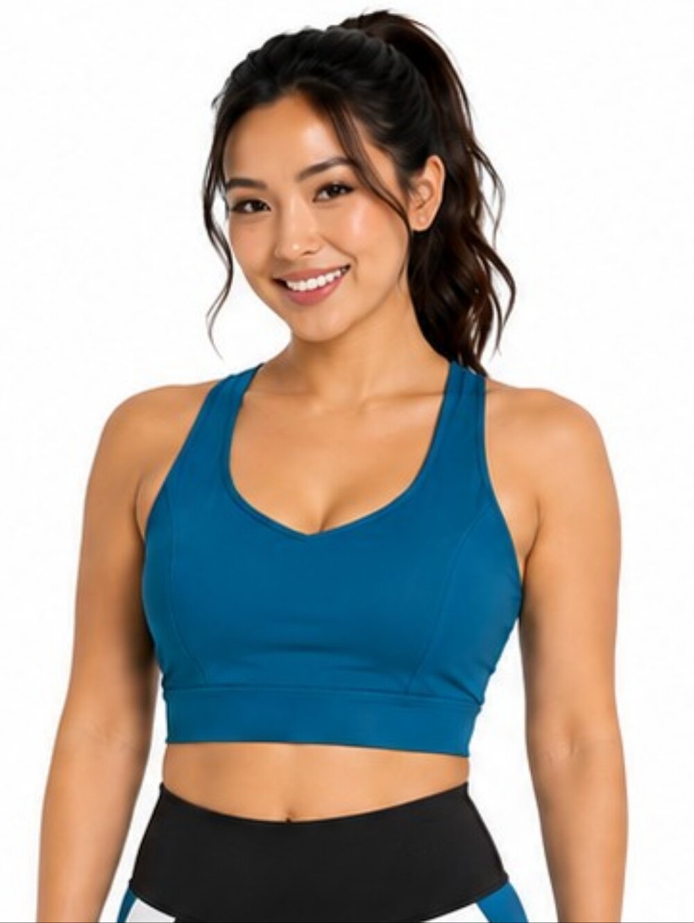 AS ROSE RICH ATHLETIC Medium Support Teal Sports Bra - Women's Activewear LARGE